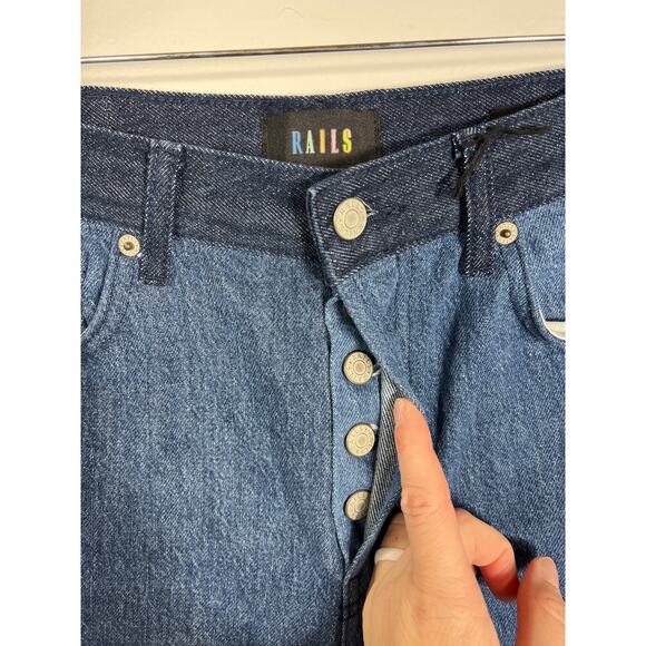 Rails Patchwork Getty Indigo Blue Cotton Crop Denim Jean Size 29 - Picture 4 of 14